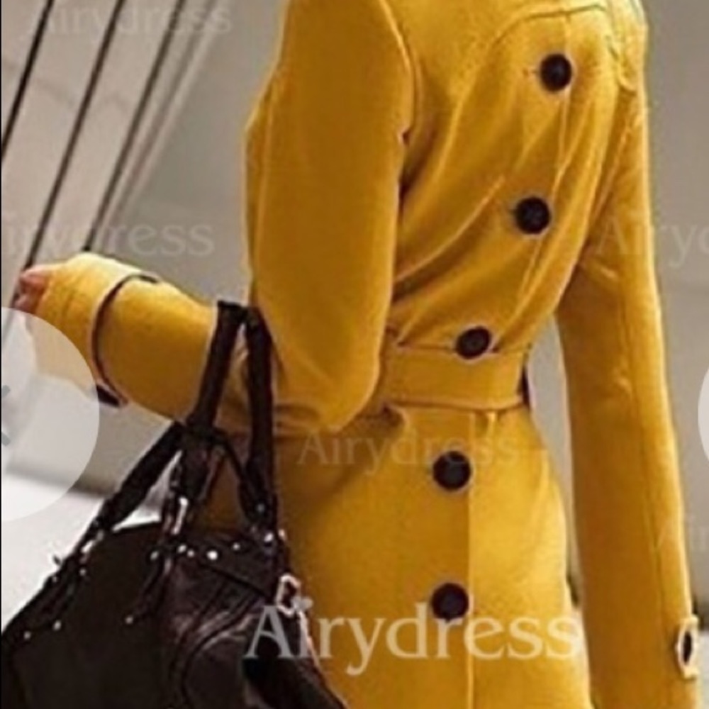 Yellow long sleeve trench coat, XL